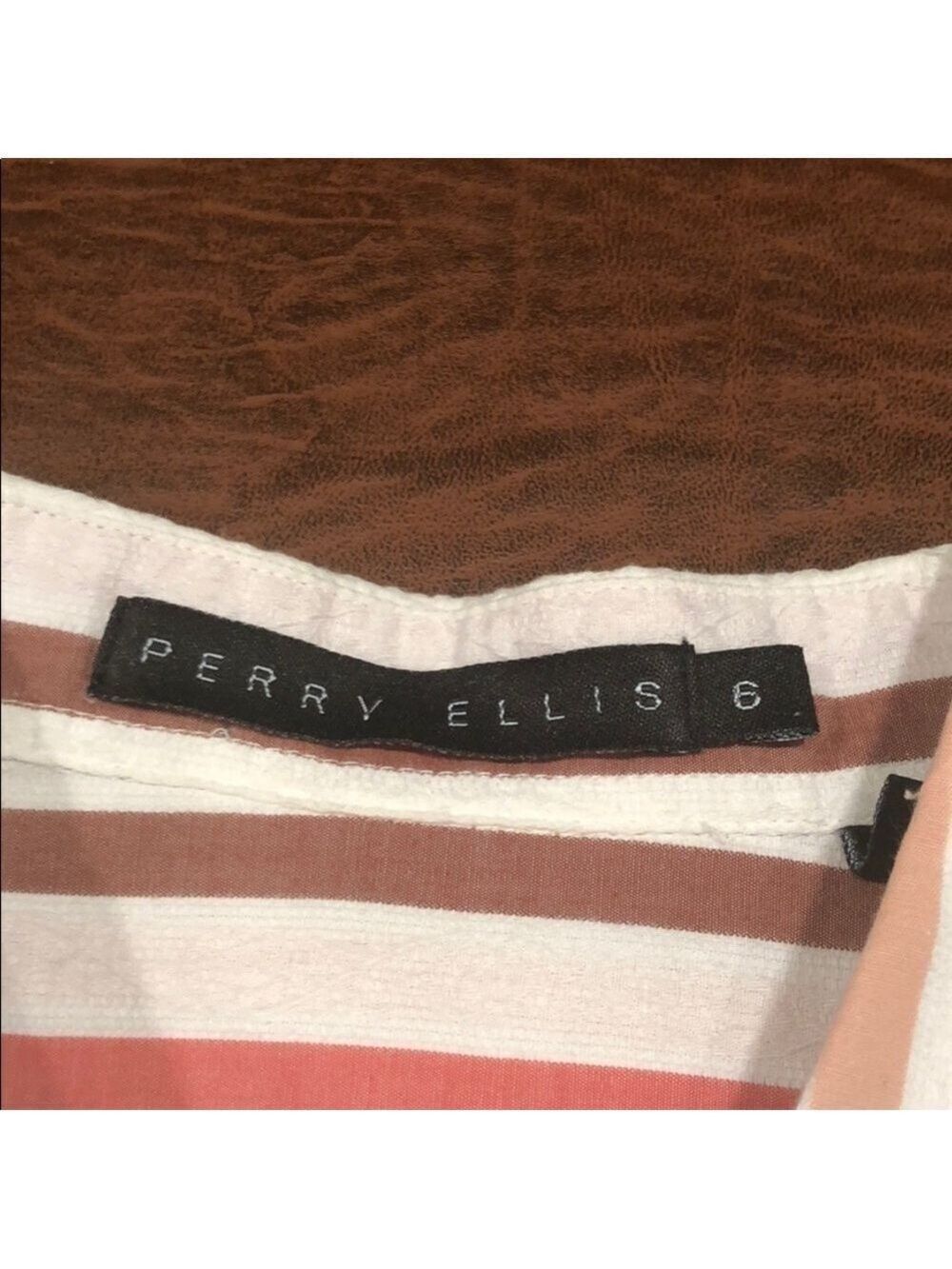 PERRY ELLIS Button-Down Striped Top Size 6 - Picture 6 of 8